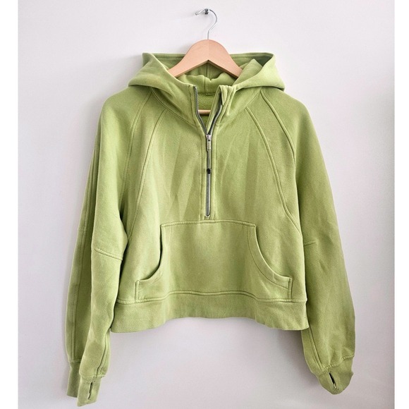 lululemon athletica Tops - Lululemon Scuba Oversized Half-Zip Hoodie M/L Green Foliage Lime Thumbholes